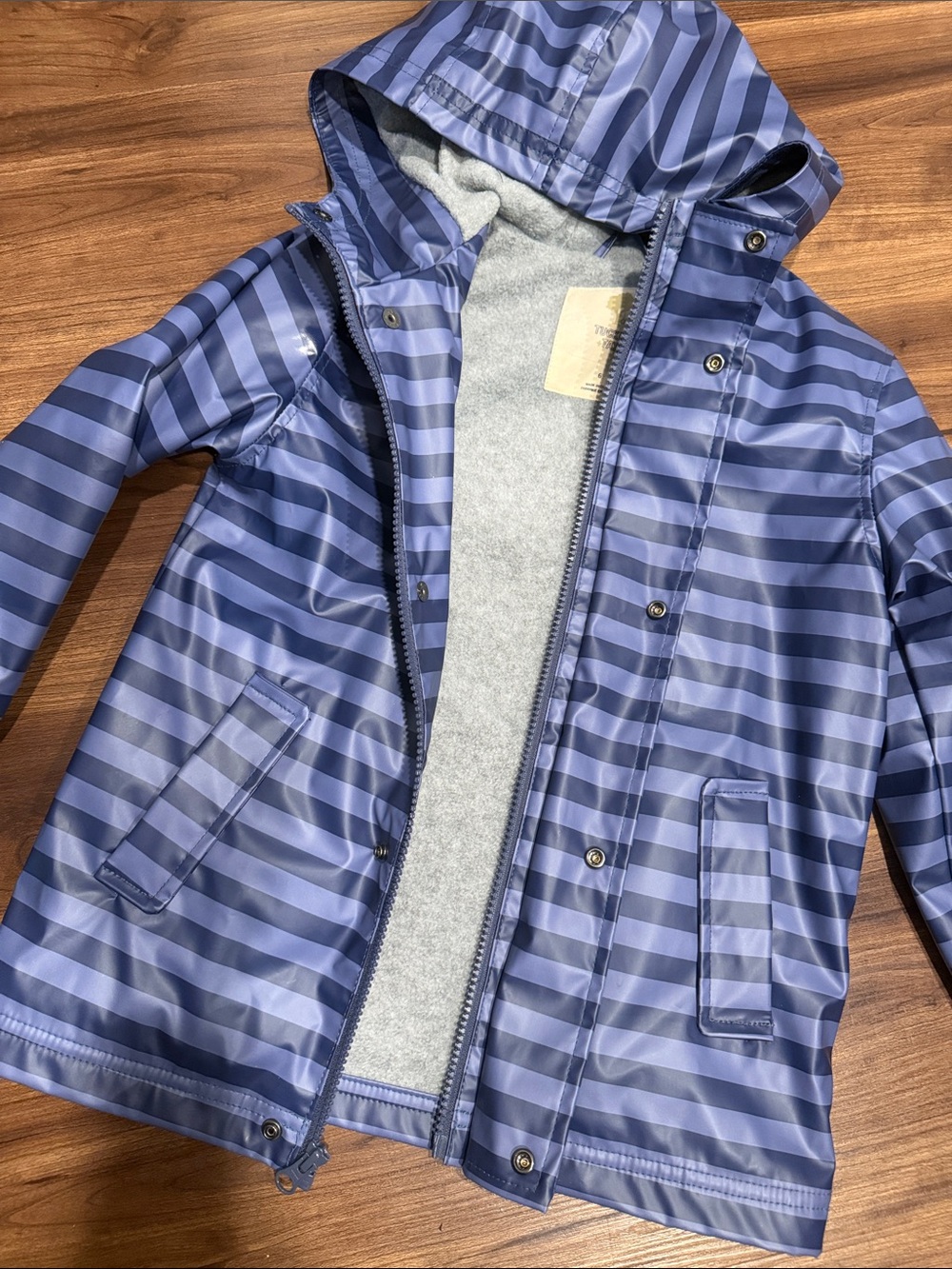 Tucker + Tate Waterproof Raincoat - Navy Blue Stripes - Picture 3 of 7